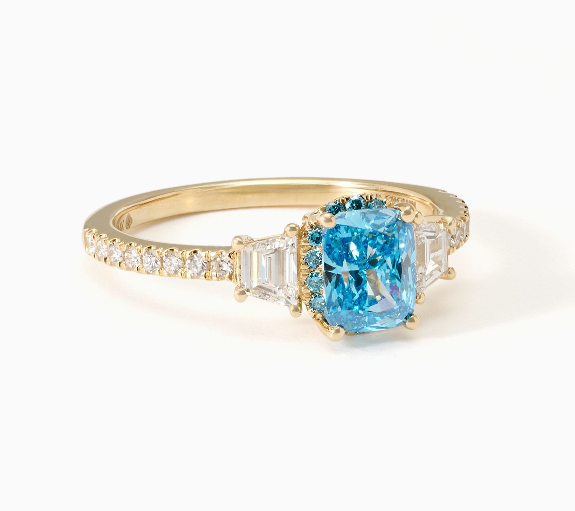 Fire Light Lab Grown Diamonds 1.50 cttw Radiant Cut Color Ring YG