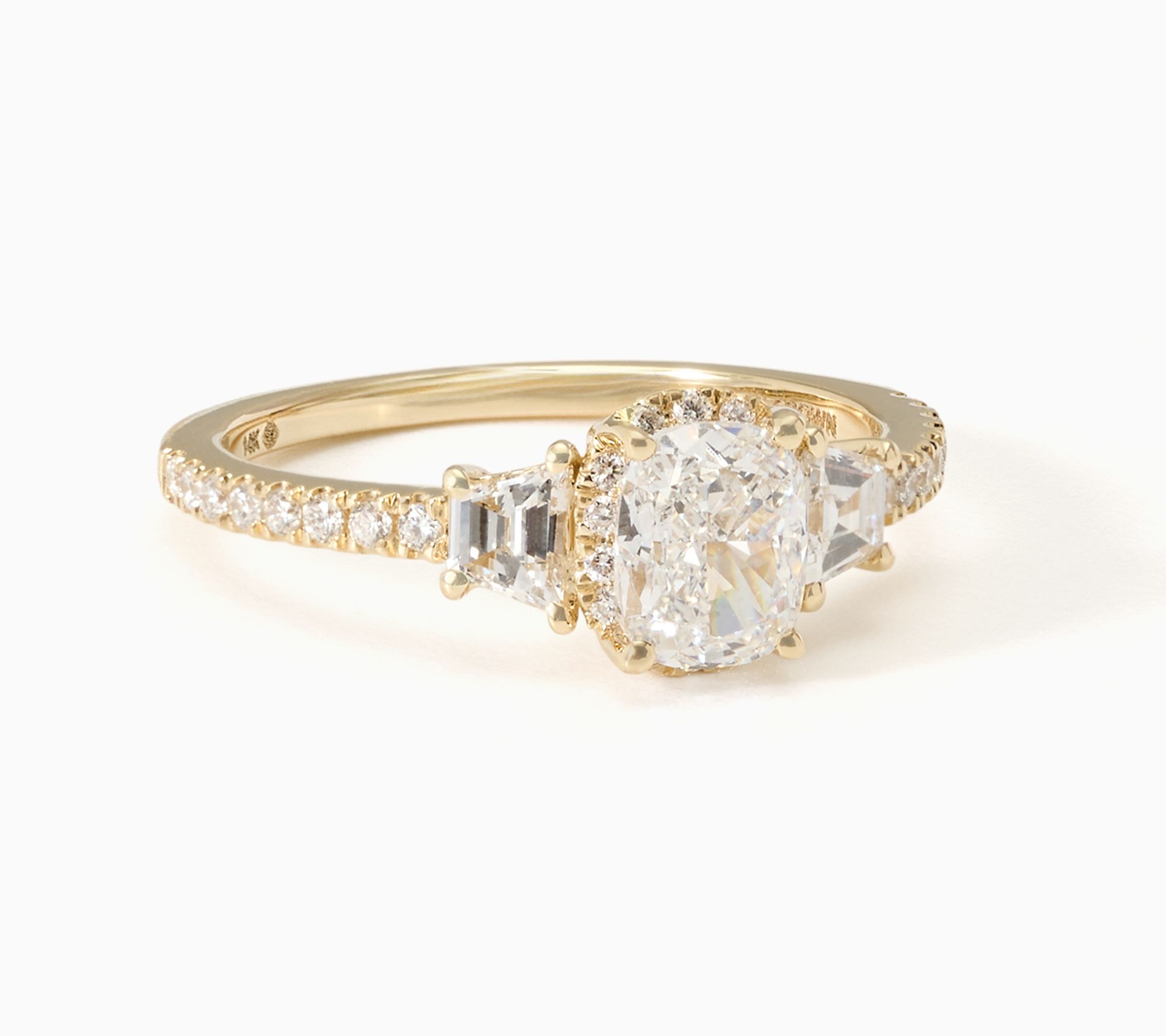 Fire Light Lab Grown Diamonds 1.50 cttw Radiant Cut Color Ring YG
