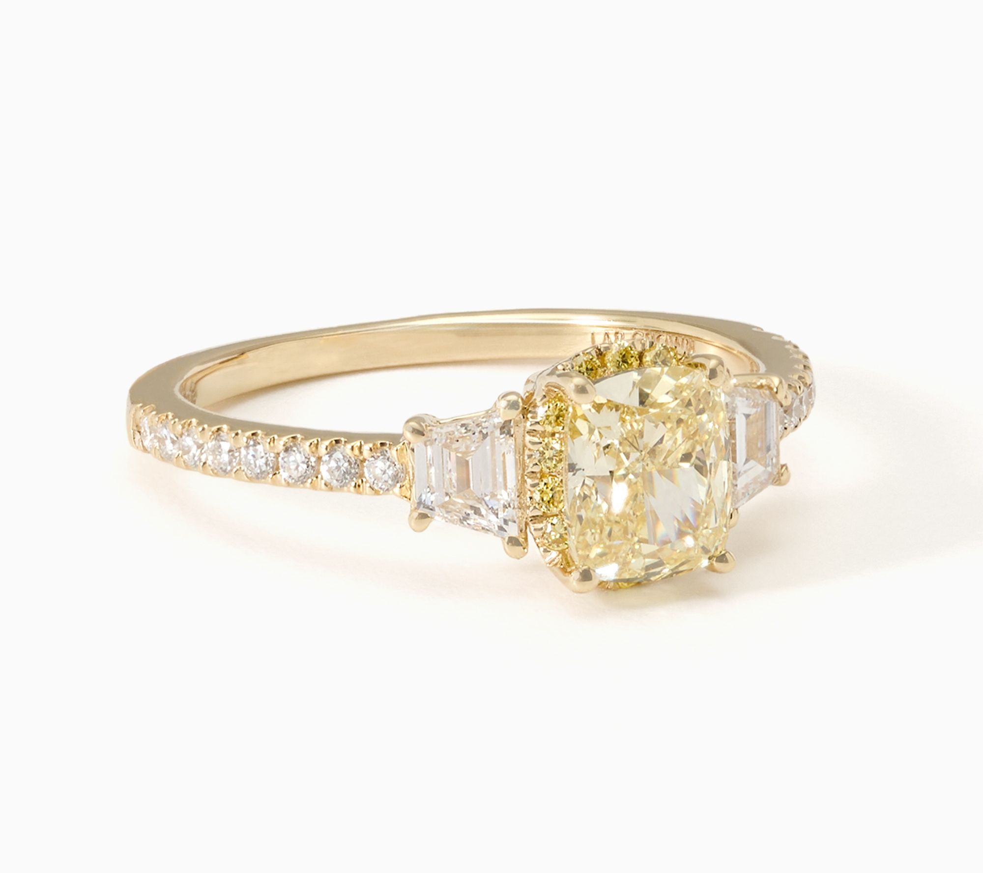 Fire Light Lab Grown Diamonds 1.50 cttw Radiant Cut Color Ring YG
