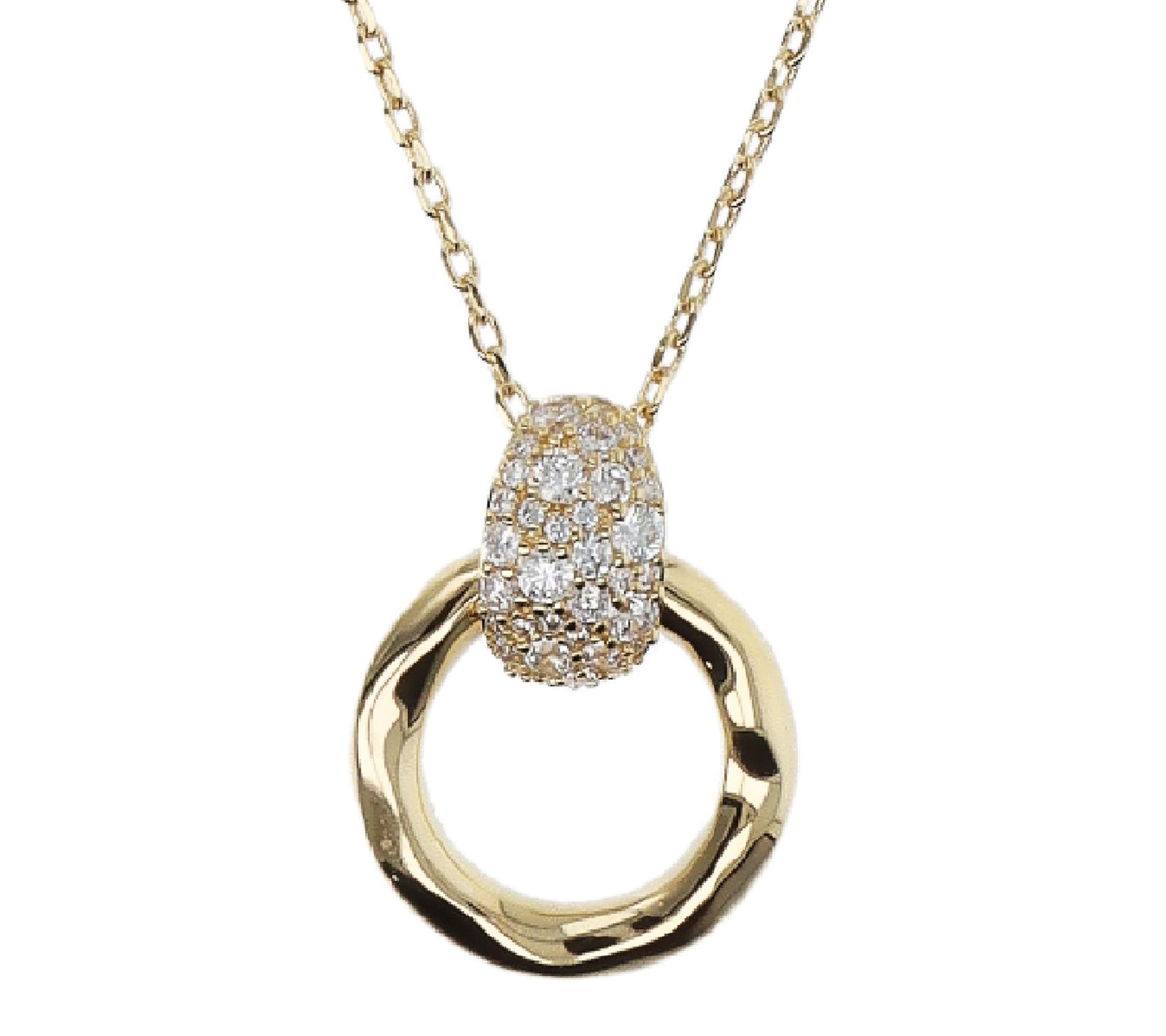 Diamonique Italia Pave Hammered Door Knocker Necklace