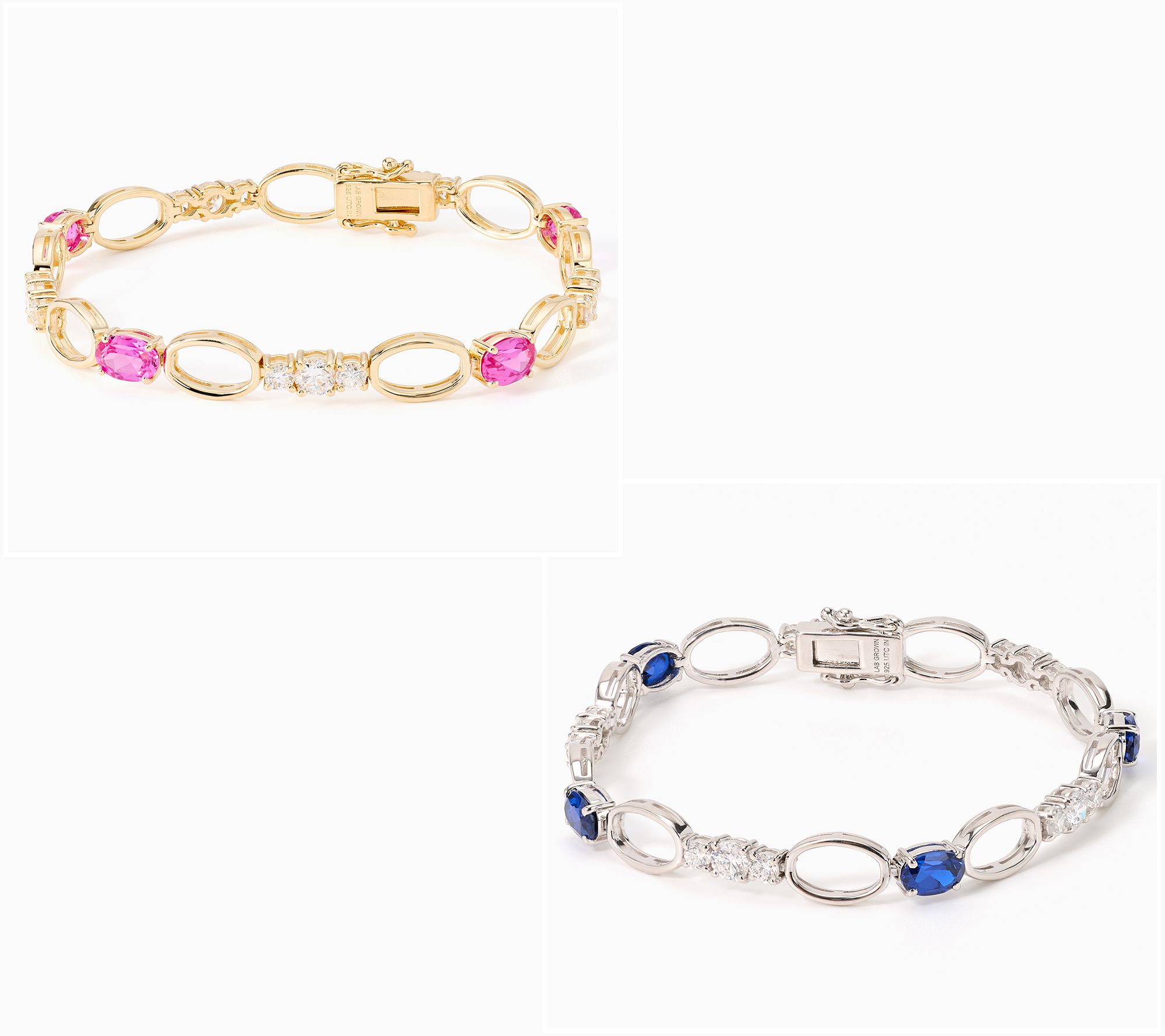 Gemistry Lab Grown Gemstone & Diamond Open Link Bracelet,