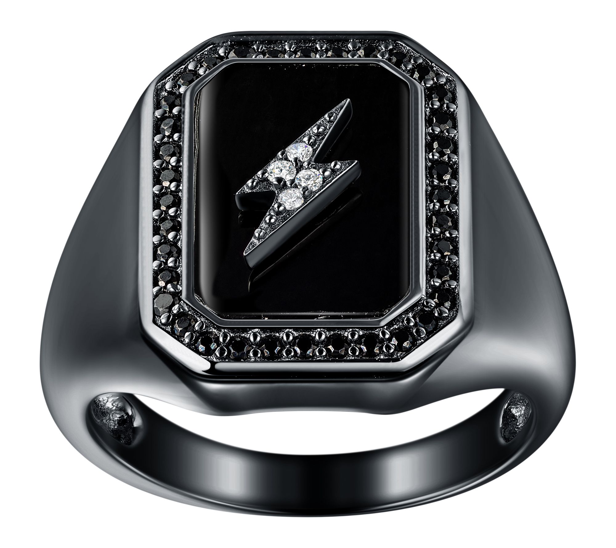 Affinity Gems Lightning Bolt Signet Ring, Sterling Silver
