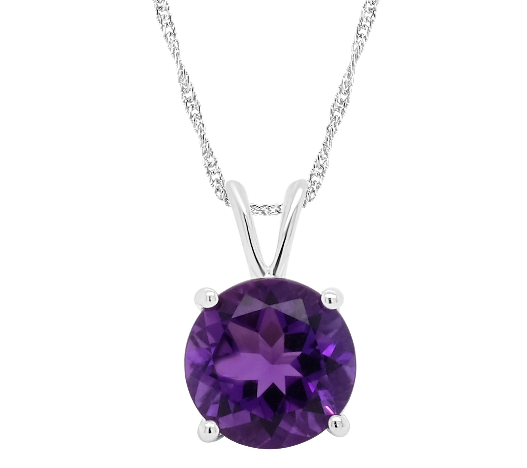 14K Gold 1.60 cttw Round Amethyst Pendant withChain