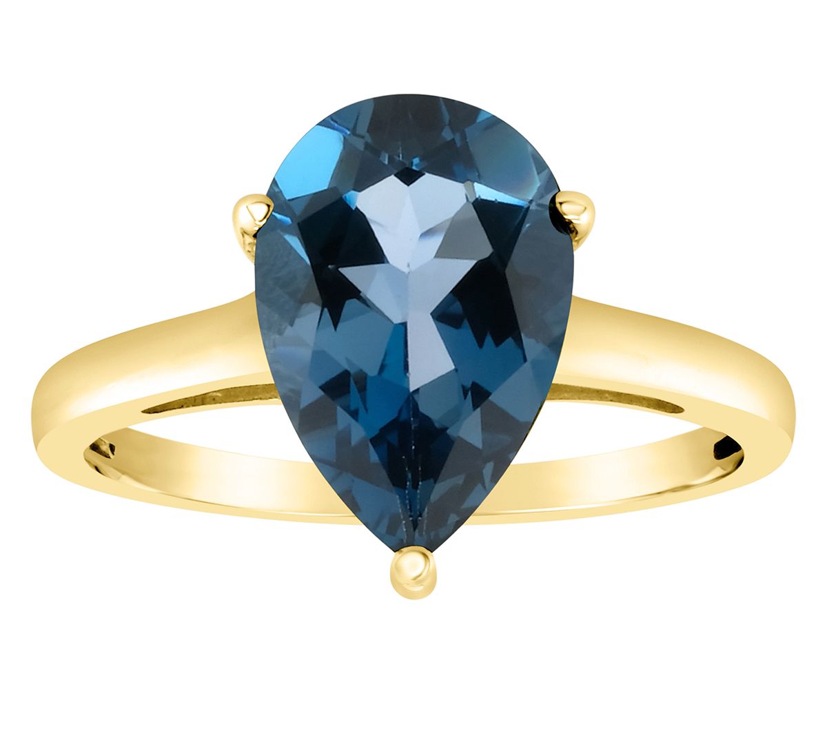 14K Gold Pear Shaped 3.30 cttw London Blue Topaz Gemstone Ring