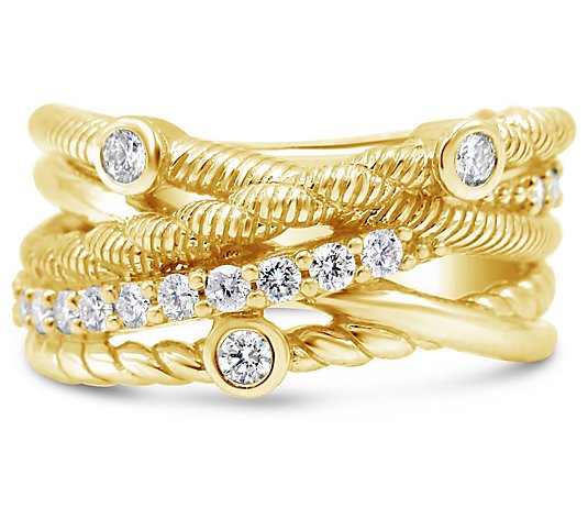 Judith Classic 14K Gold 1/4 cttw Diamond Cross-Over Ring