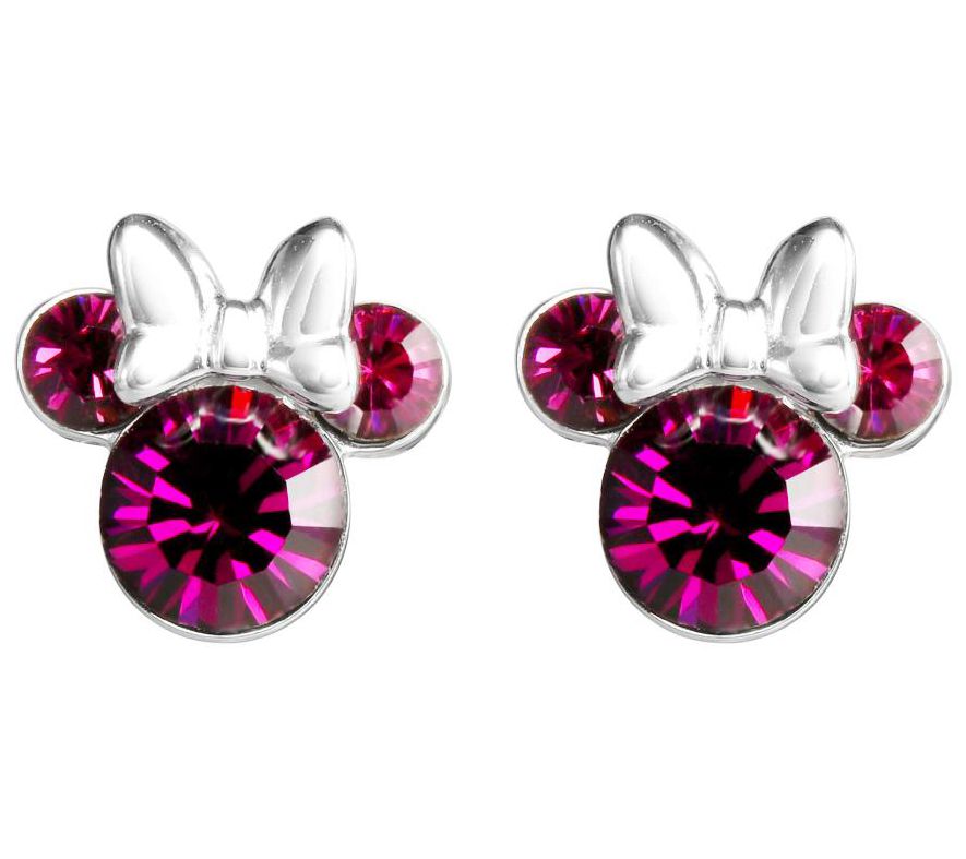 Mini Mouse Stud Earrings 925 Sterling Silver 14k Black Gold Plated Stud Earrings with Fashion Red Garnet Cubic Zirconia Studs for Girls and Women 