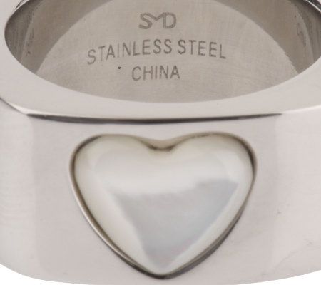 Steel by Design White Mother-of-Pearl Ring Stainless Steel - QVC.com