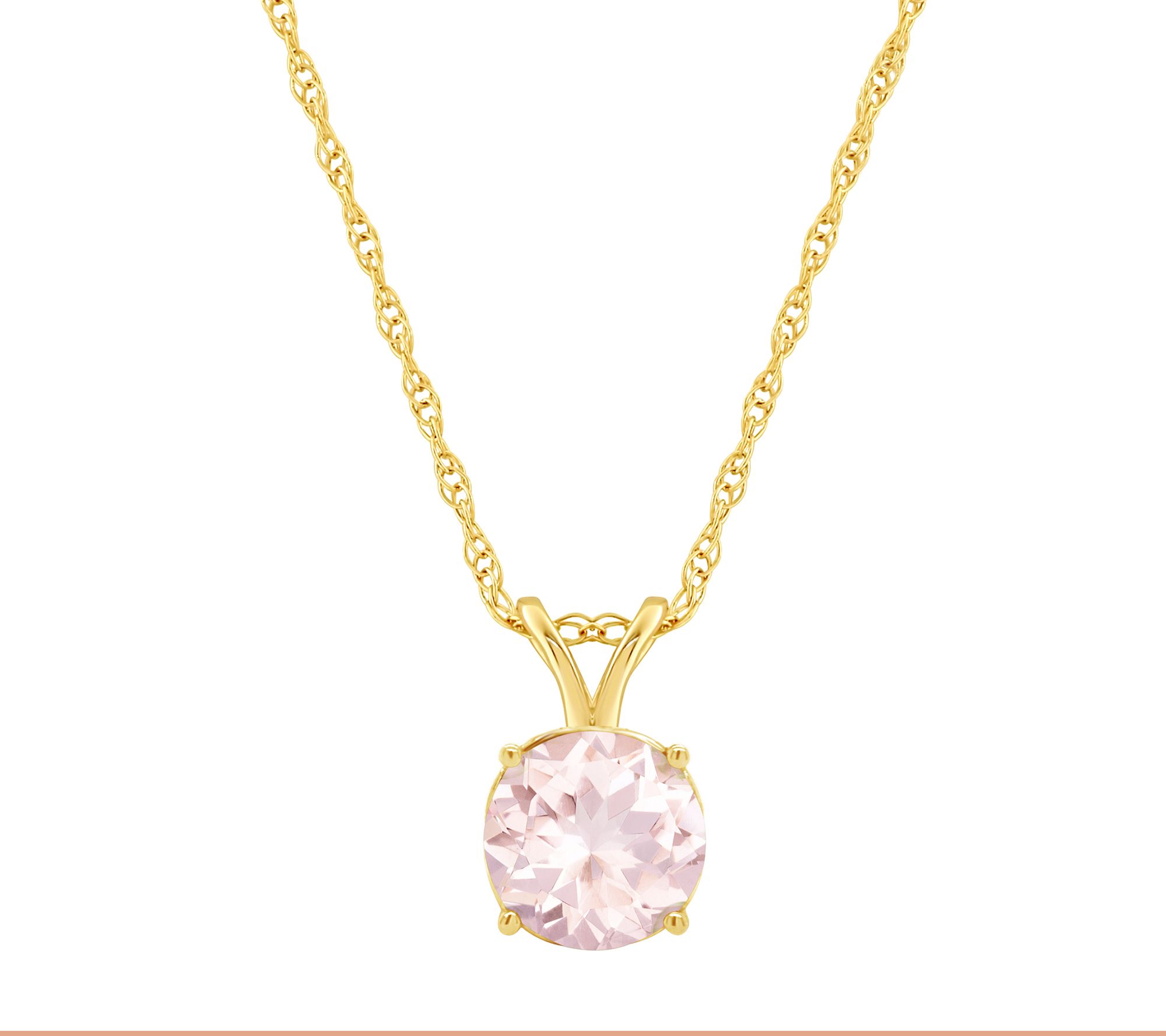 1.00 ct Round Morganite Pendant with 18" Chain,14K Gold