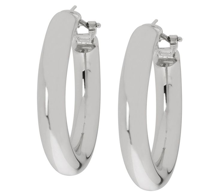 Arte d'Oro 1-3/8" Hoop Earrings with Omega Backs, 18K Gold