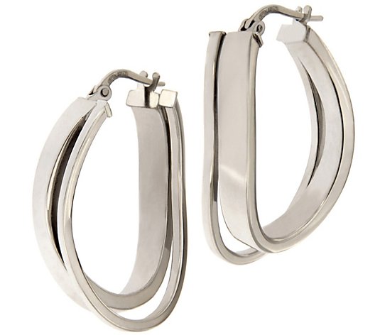 Italian Silver Sterling Polished Double Twist Hoop Earrings