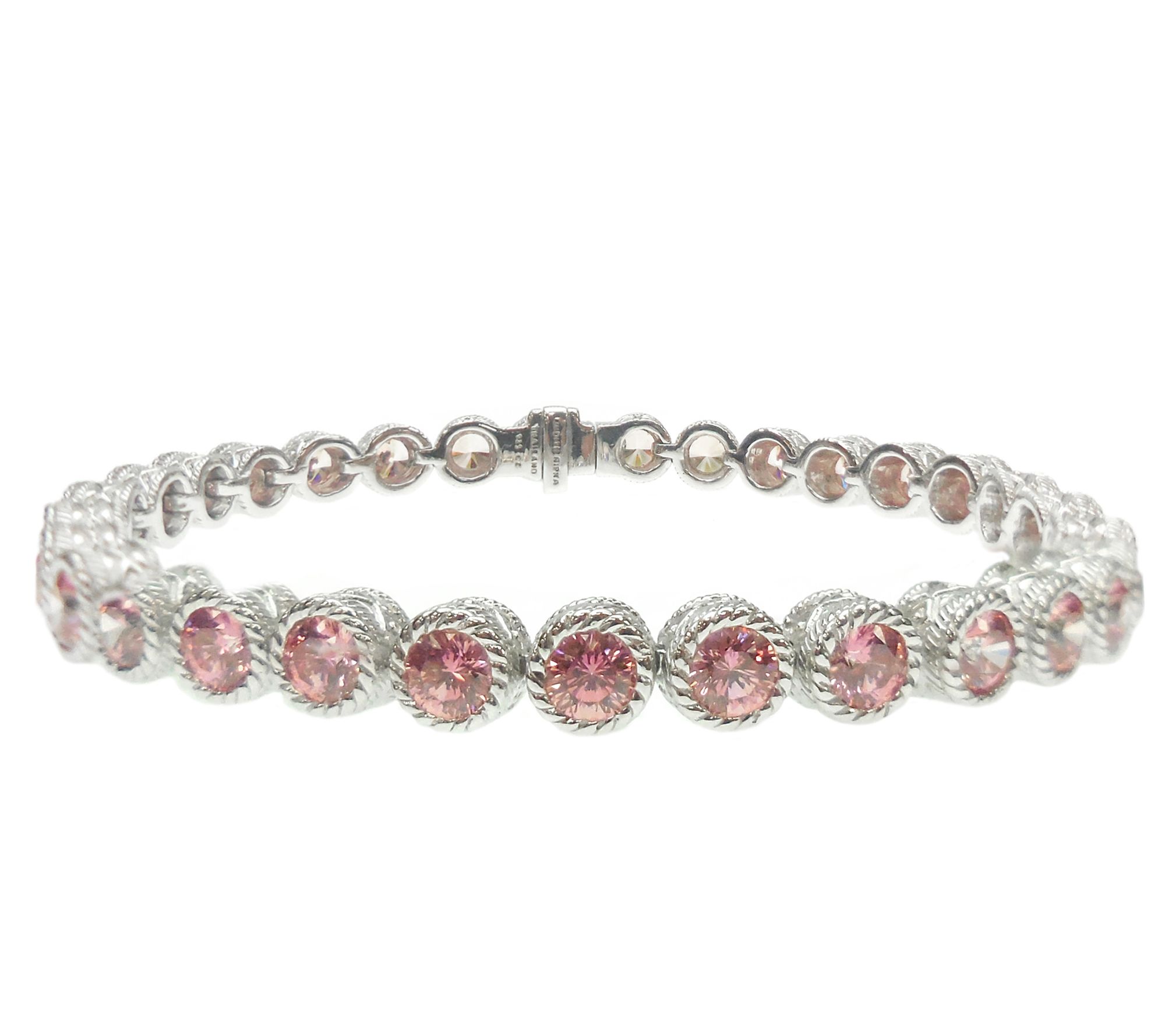 Judith Ripka Sterling 118Facet Pink DMQ 8" Bracelet