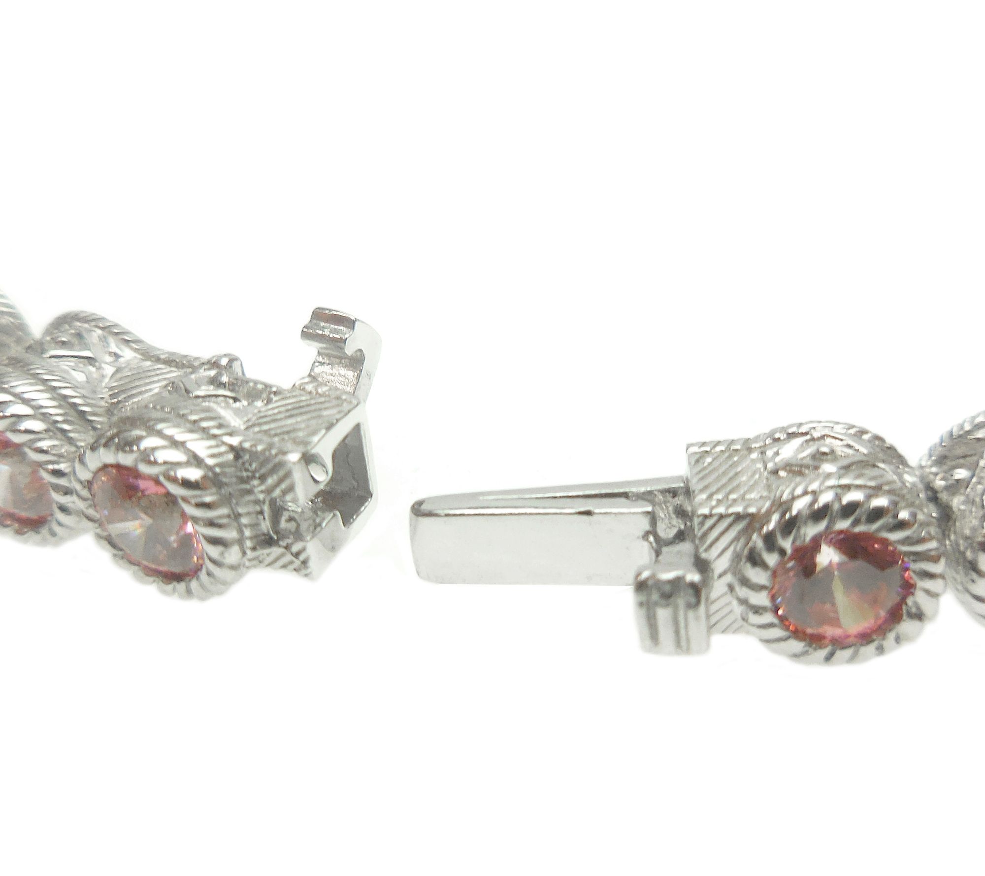 Judith Ripka Sterling 118Facet Pink DMQ 8" Bracelet