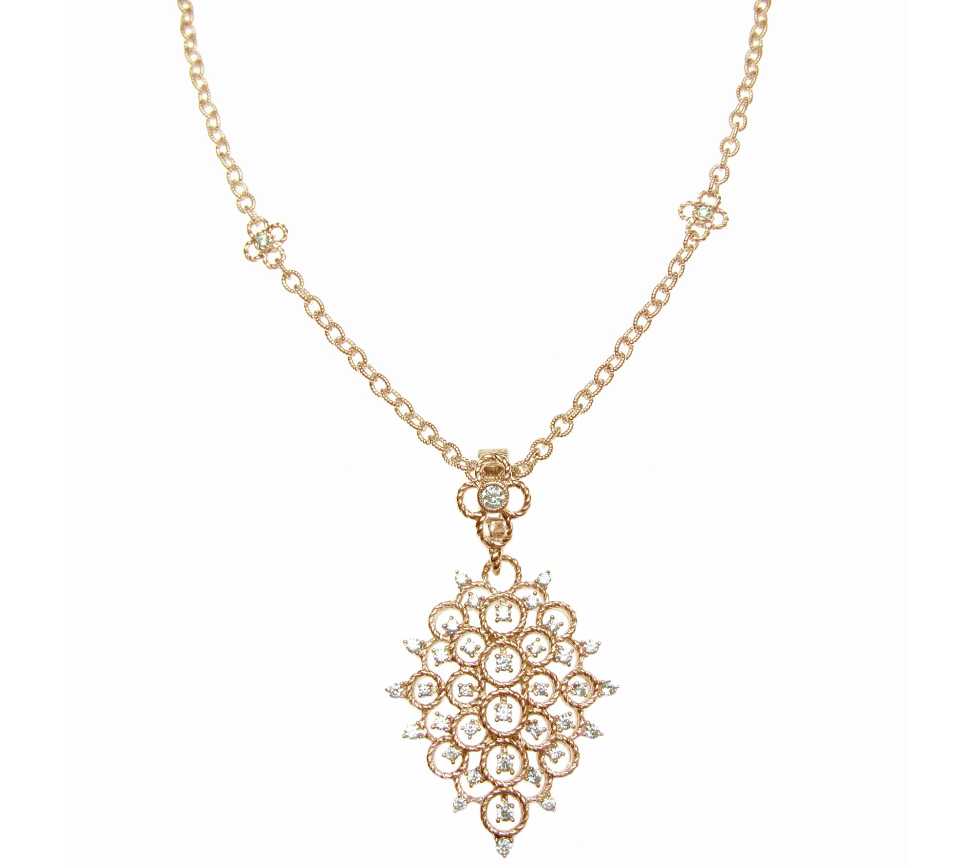 Judith Ripka 14K Rose Gold-Clad & Diamonique Pendant Necklace — QVC.com