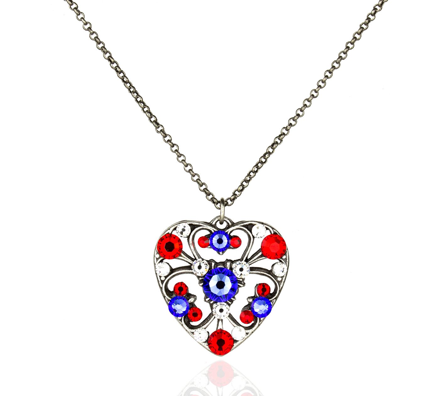 Anne Koplik Americana Crystal Heart N ecklace