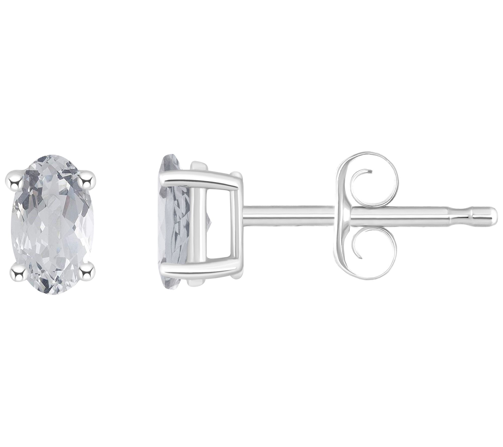 14K Oval 0.50 cttw White Topaz Stud Earrings