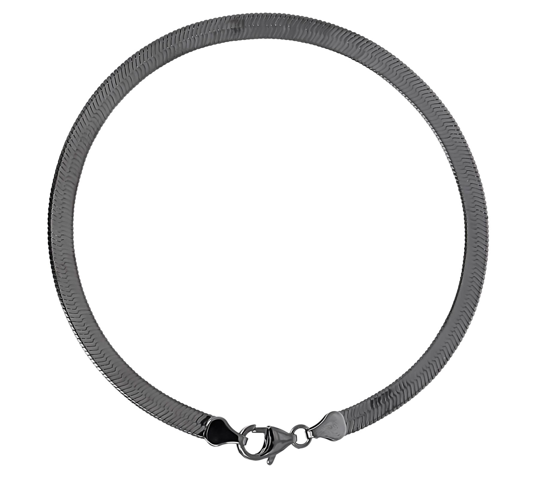 Bronzo Italia Polished Herringbone Ankle Bracelt