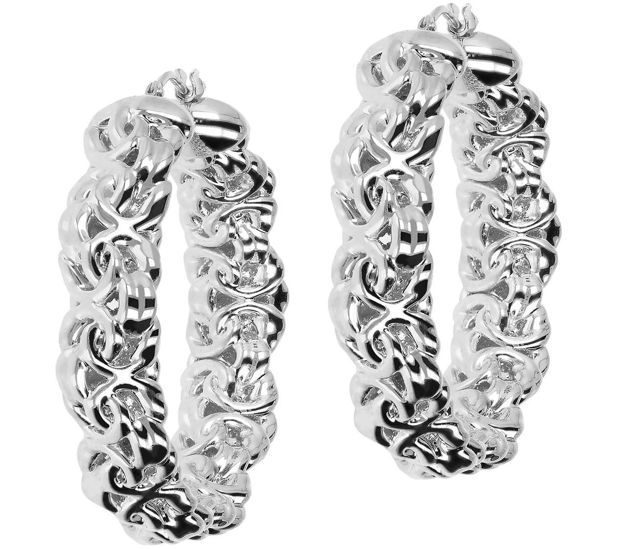 BellaOro Byzantine 1.5" Round Hoop Earrings, 1 4K