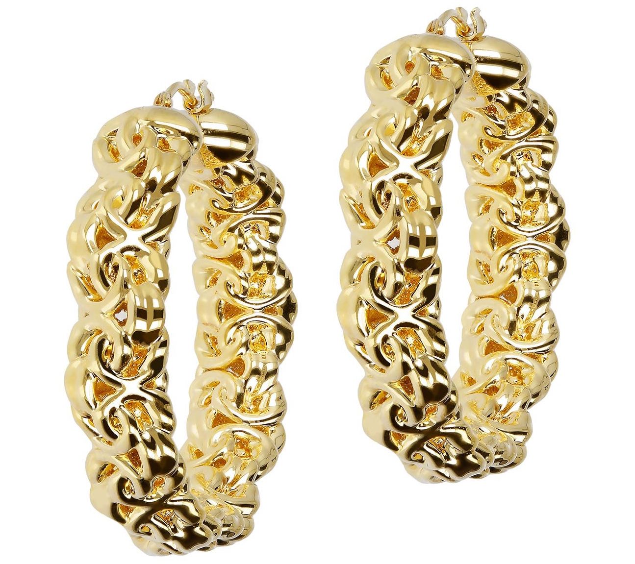 BellaOro Byzantine 1.5" Round Hoop Earrings, 1 4K