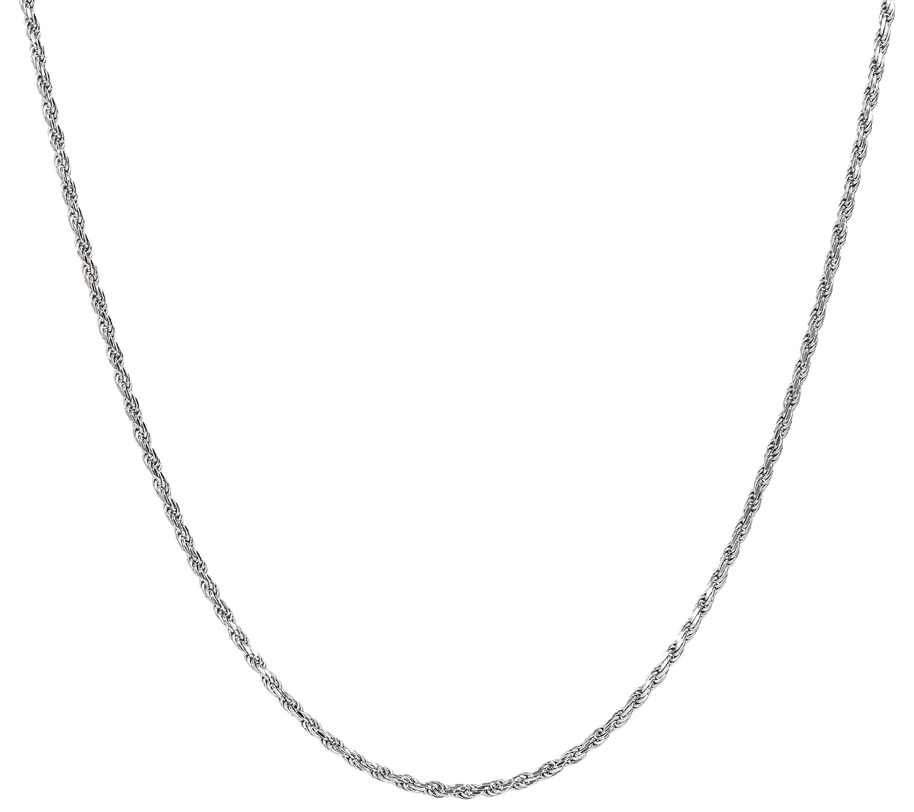 Italian Silver 22" Adjustable Rope Chain Neckla ce, 3.8g