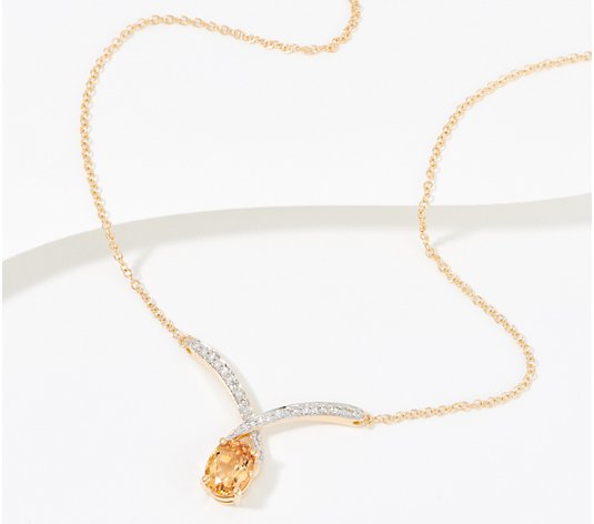 Vault Oval Cut Imperial Topaz and Diamond Necklace 14K Gold