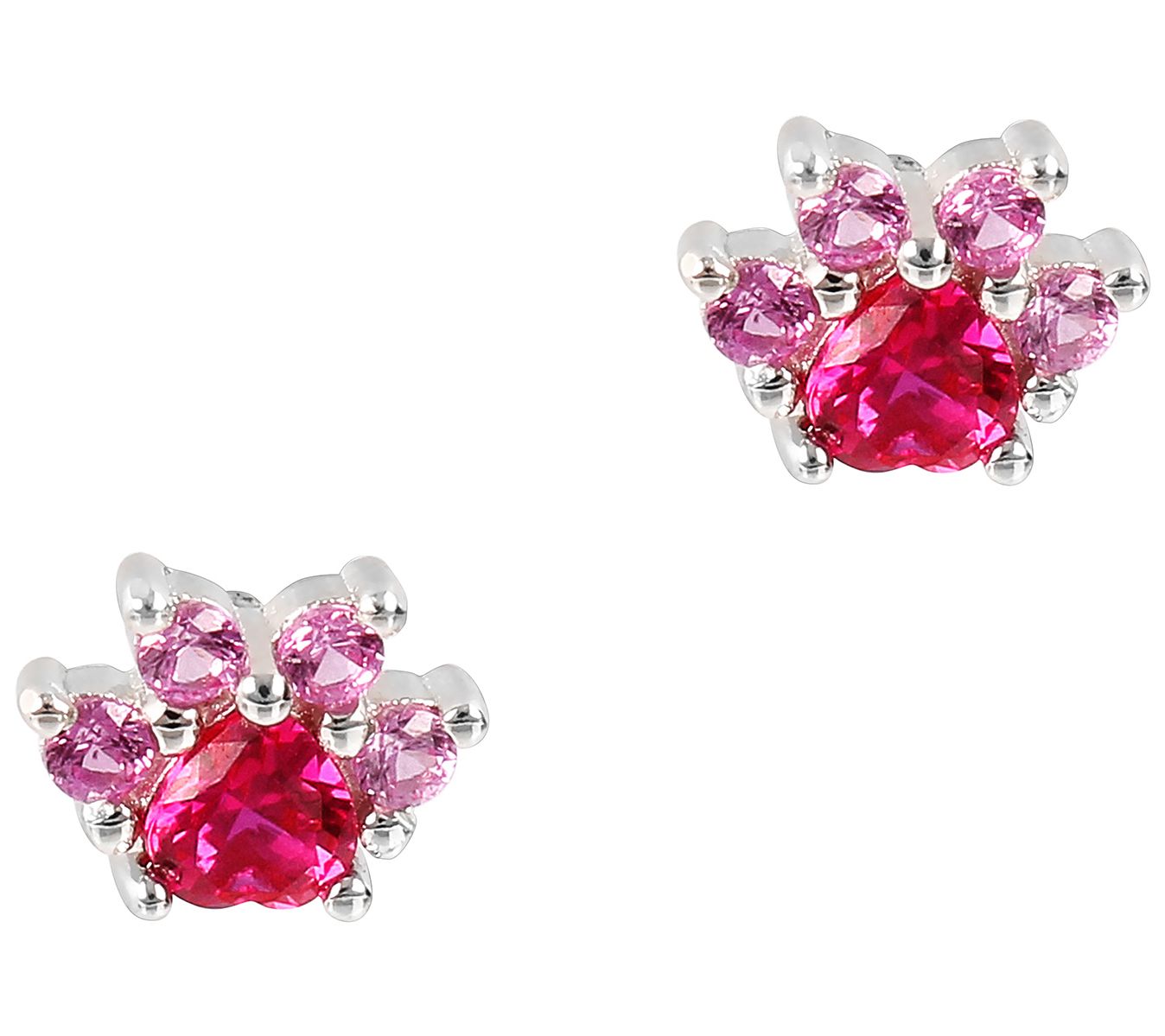 Diamonique 0.70 cttw Paw Print Stud Earrings, S terling Silver