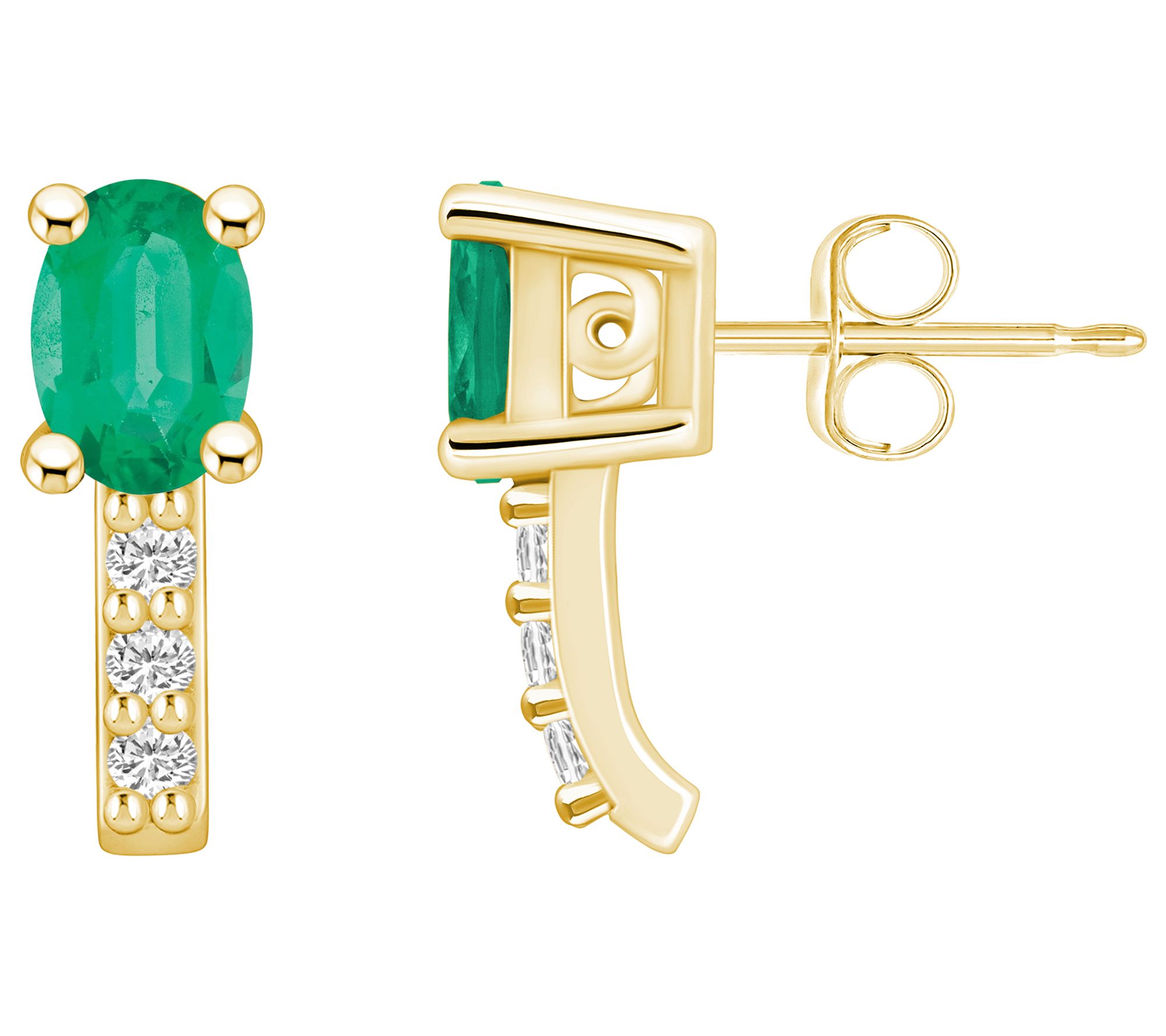 Affinity Gems 14K Gold Oval Gemstone 0.10 cttw Diamond Studs