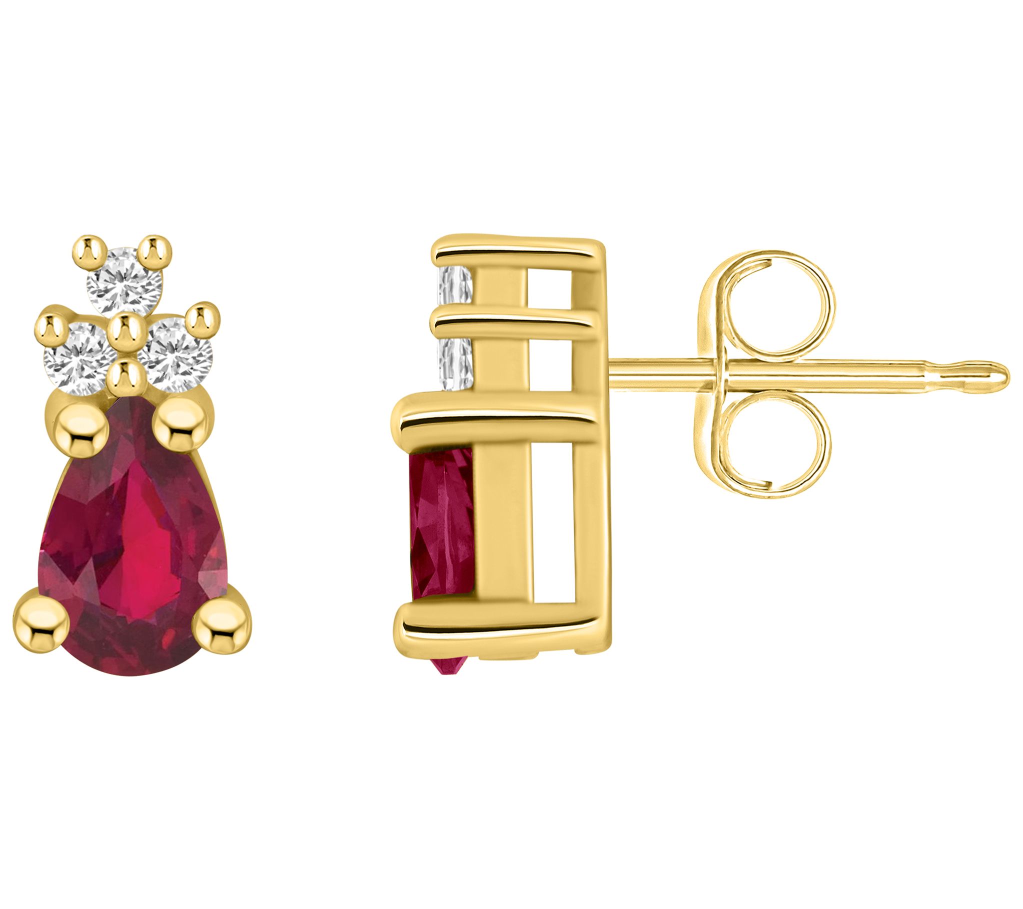 Affinity Gems Pear 1.00 cttw Ruby 0.10 cttw Diamond Studs