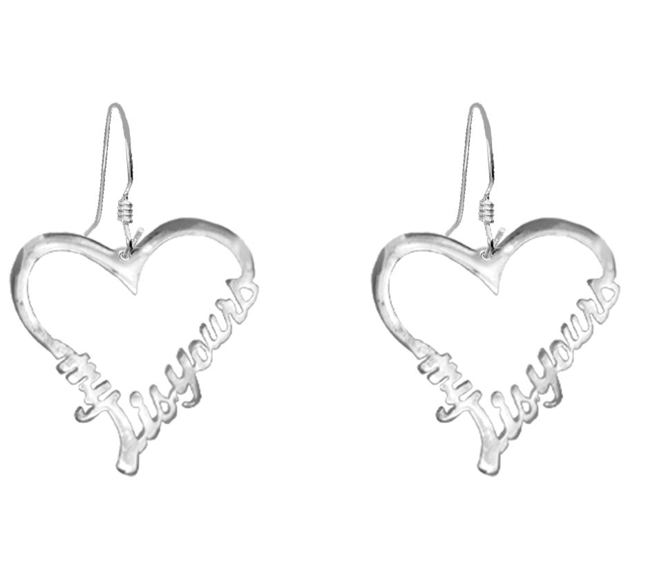 Sterling Silver Open Heart 'My Heart Is Yours' Earrings