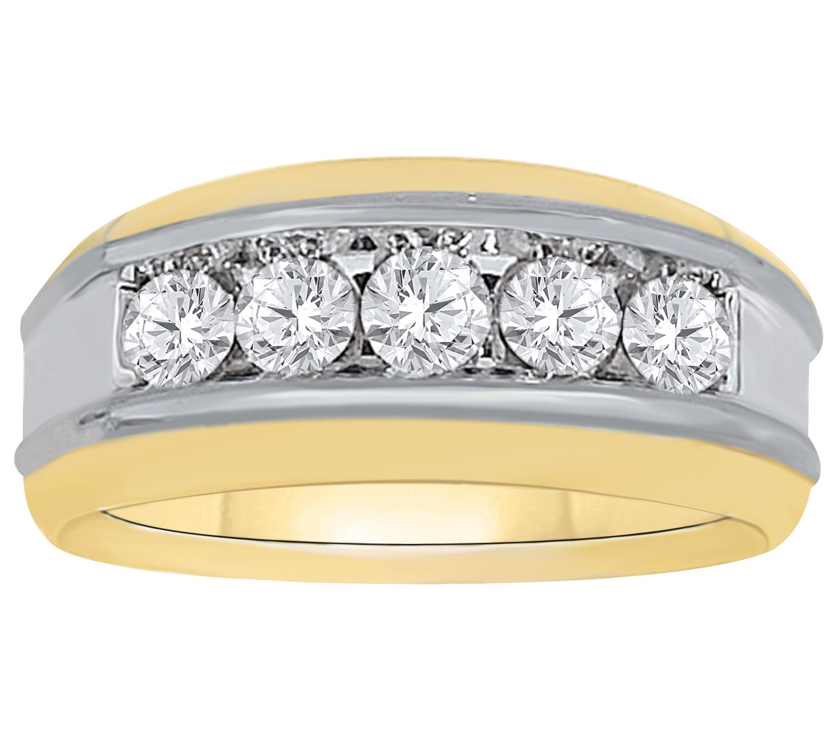Men's 0.50 Cttw Two-Tone Diamond Band Ring, 14KGold, Size 9, Two-Tone
