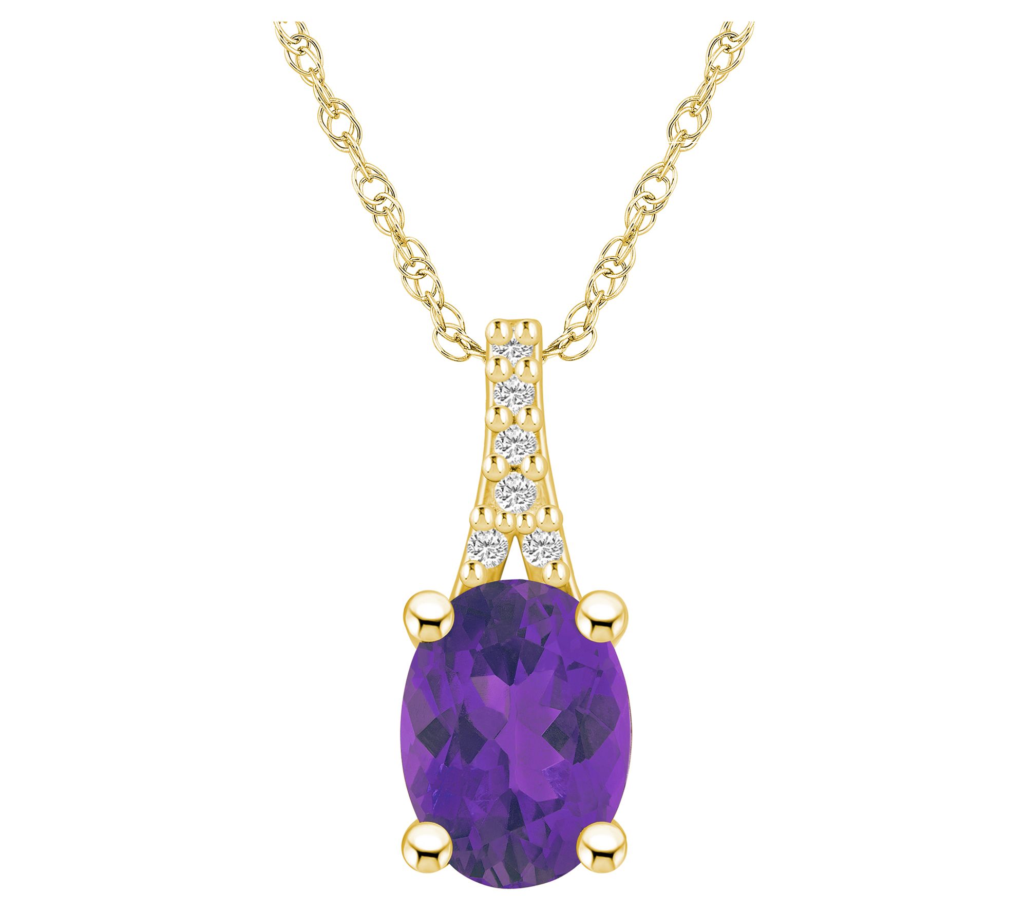 Affinity Gems Oval Gemstone & Diamond Pendant w/ Chain, 14K