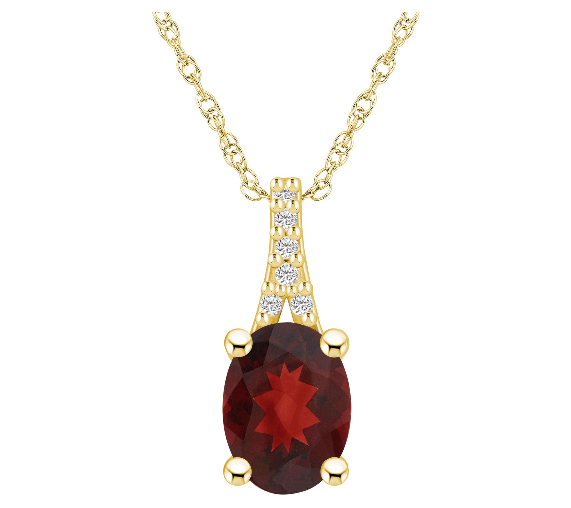 Affinity Gems Oval Gemstone & Diamond Pendant w/ Chain, 14K