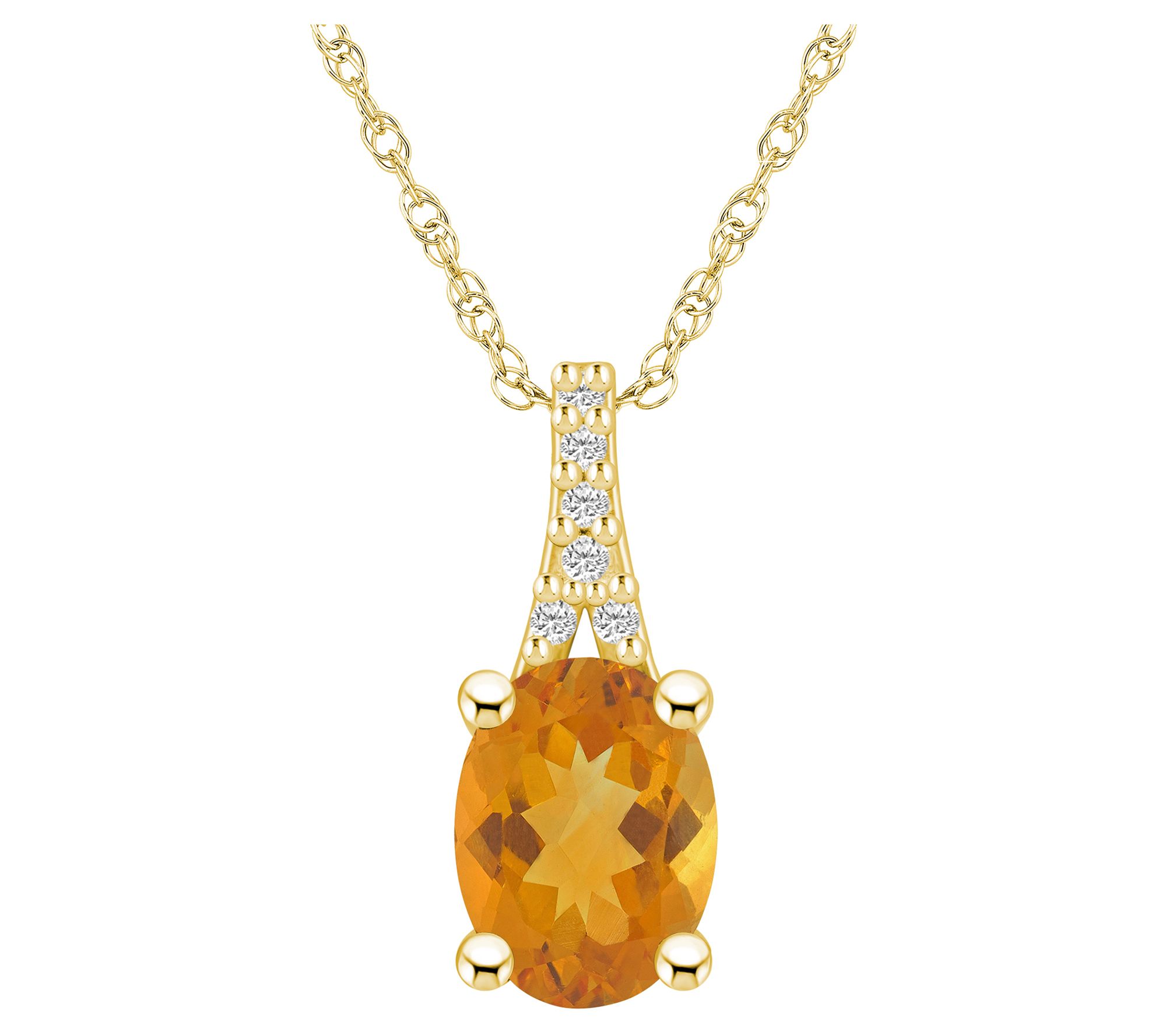 Affinity Gems Oval Gemstone & Diamond Pendant w/ Chain, 14K