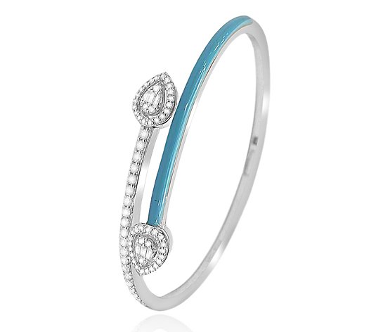 Affinity Diamonds Blue Enamel  Bracelet, 0.75 cttw, Sterling