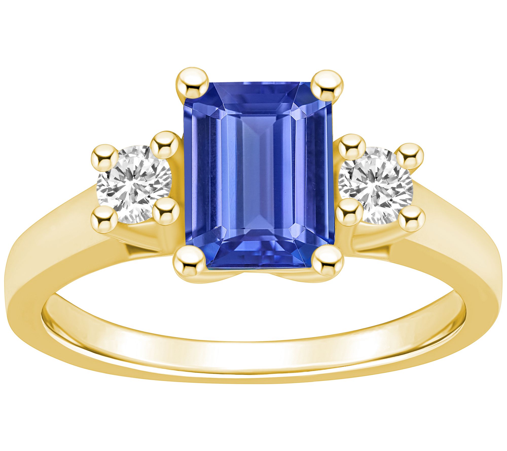 Affinity Gems Emerald Cut Tanzanite & Diamond Ring, 14K Gold