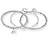 Steel by Design Set of 3 Beaded Initial Charm Bangles