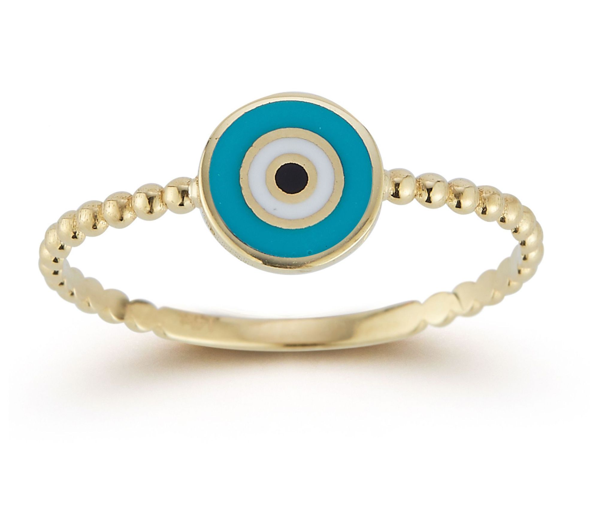 Luminosa Gold Enamel Evil Eye Beaded Ring, 14K