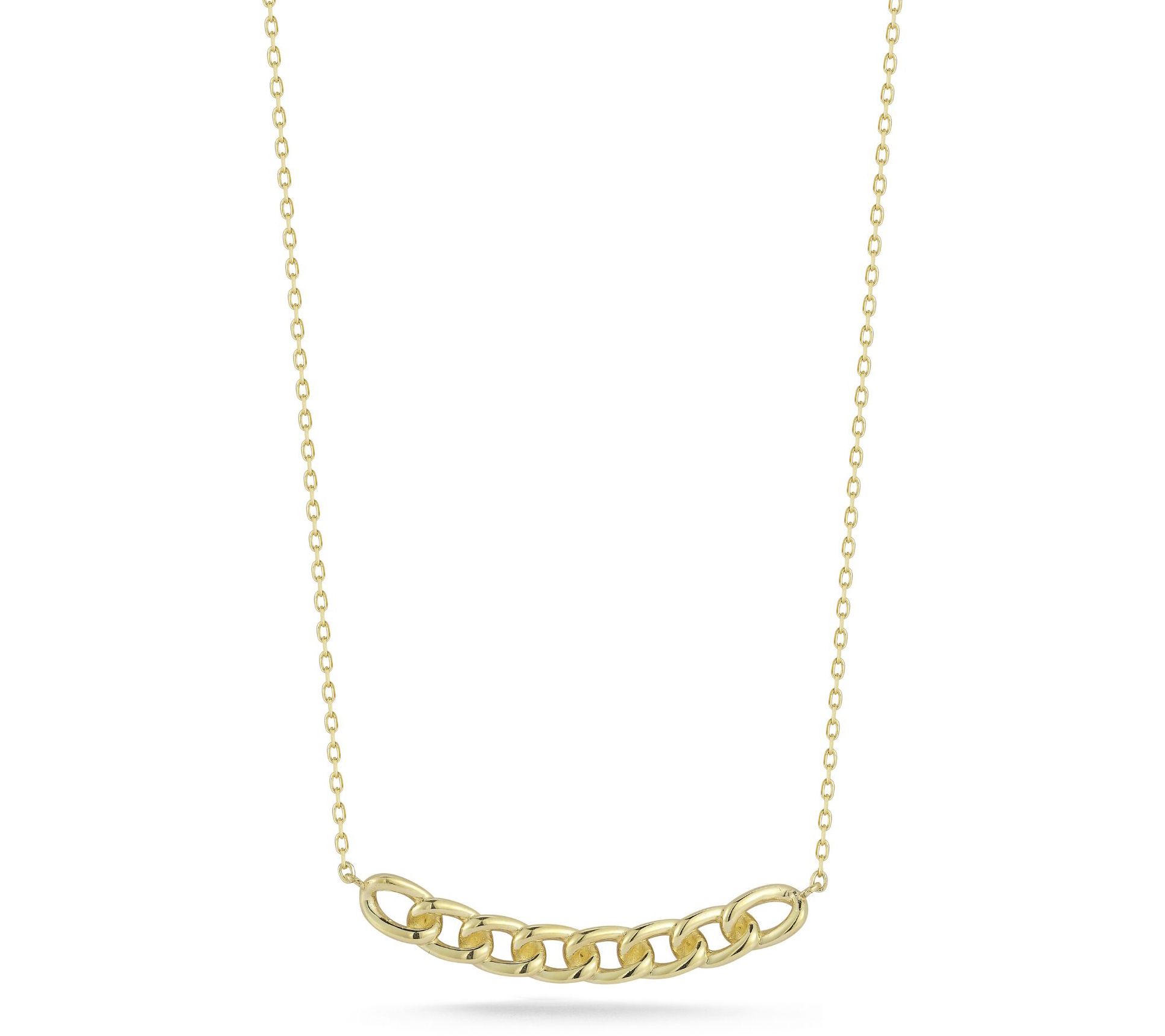 Luminosa Gold Curb Bar Pendant w/ Chain, 14K