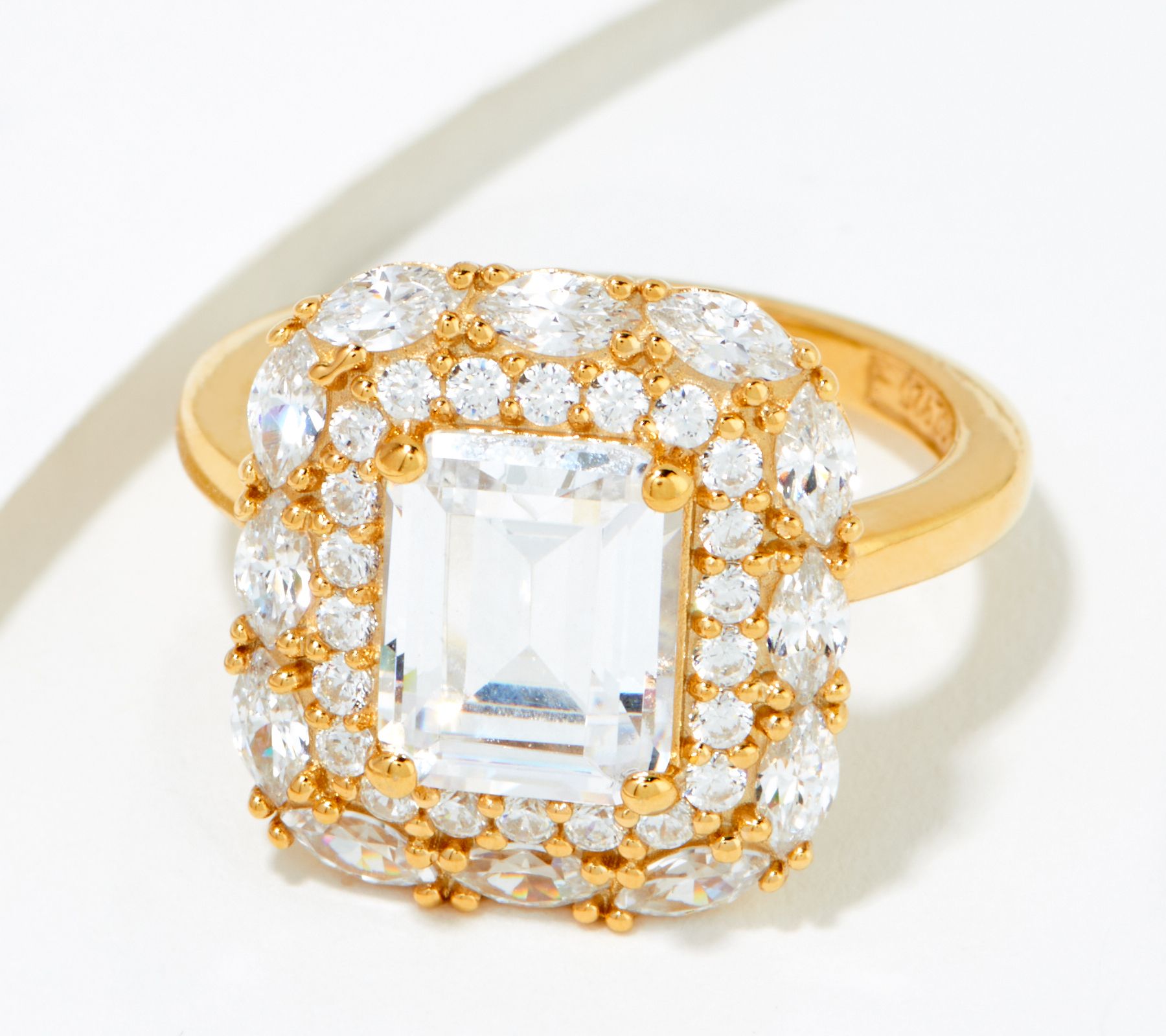 "As Is" Diamonique 35th Anniversary Double Halo Ring, 14K Pltd