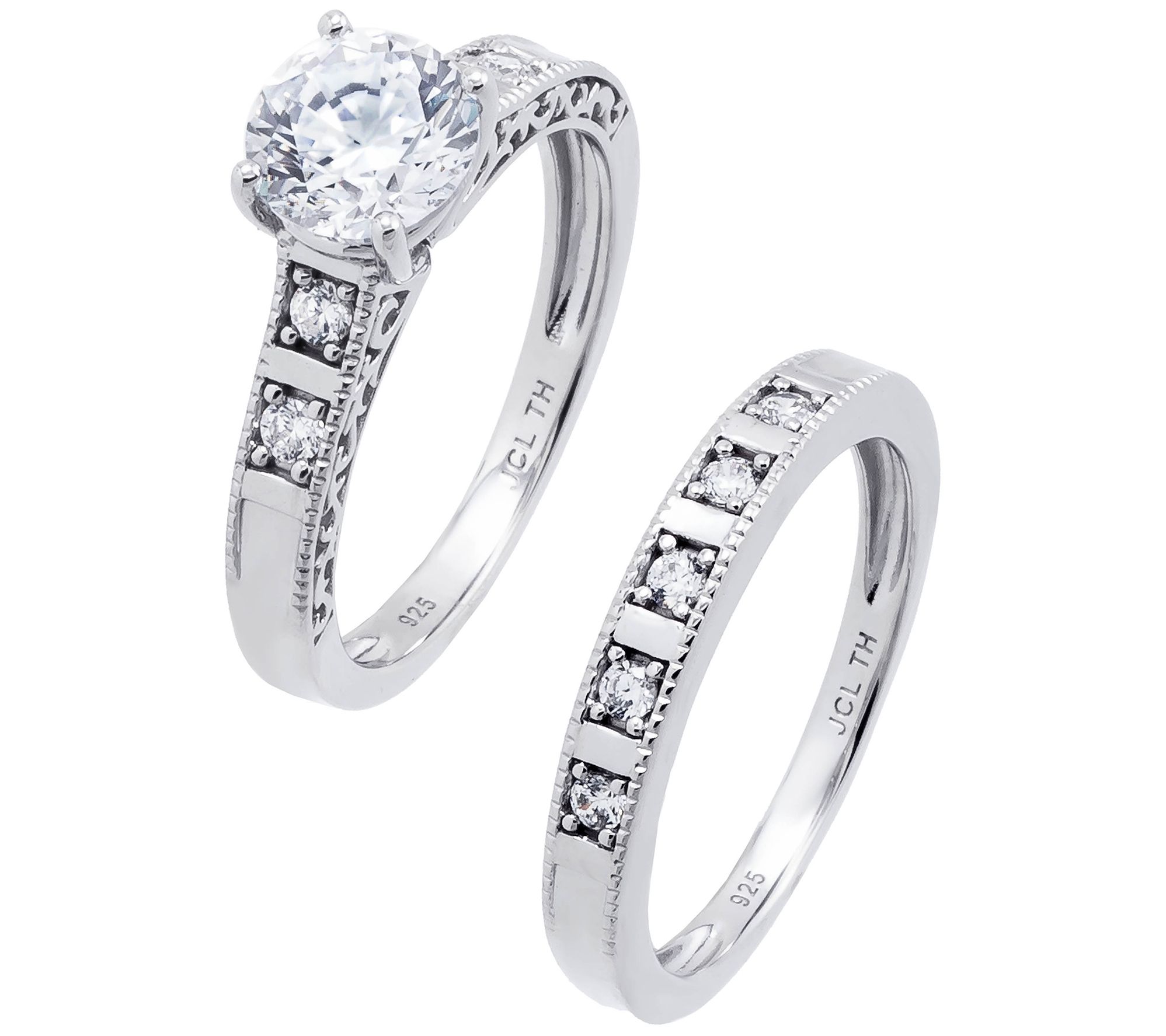 Diamonique 1.25 cttw Bridal Ring Set, Sterling Silver - QVC.com