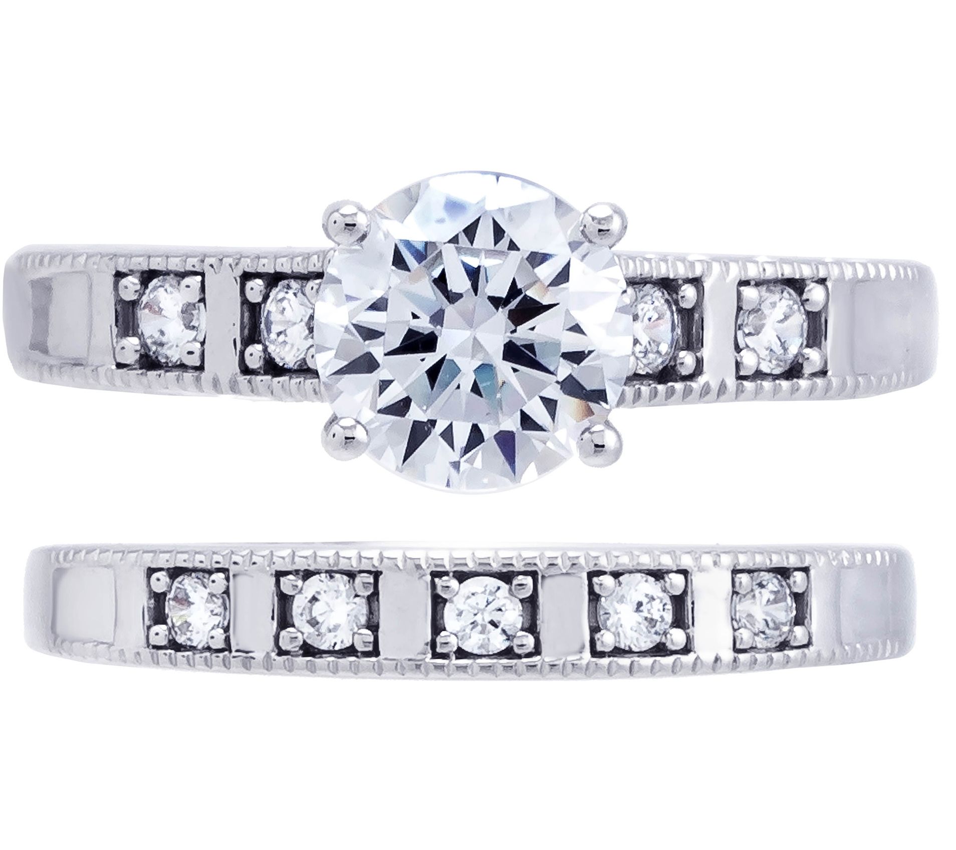 Diamonique 1.25 cttw Bridal Ring Set, Sterling Silver - QVC.com