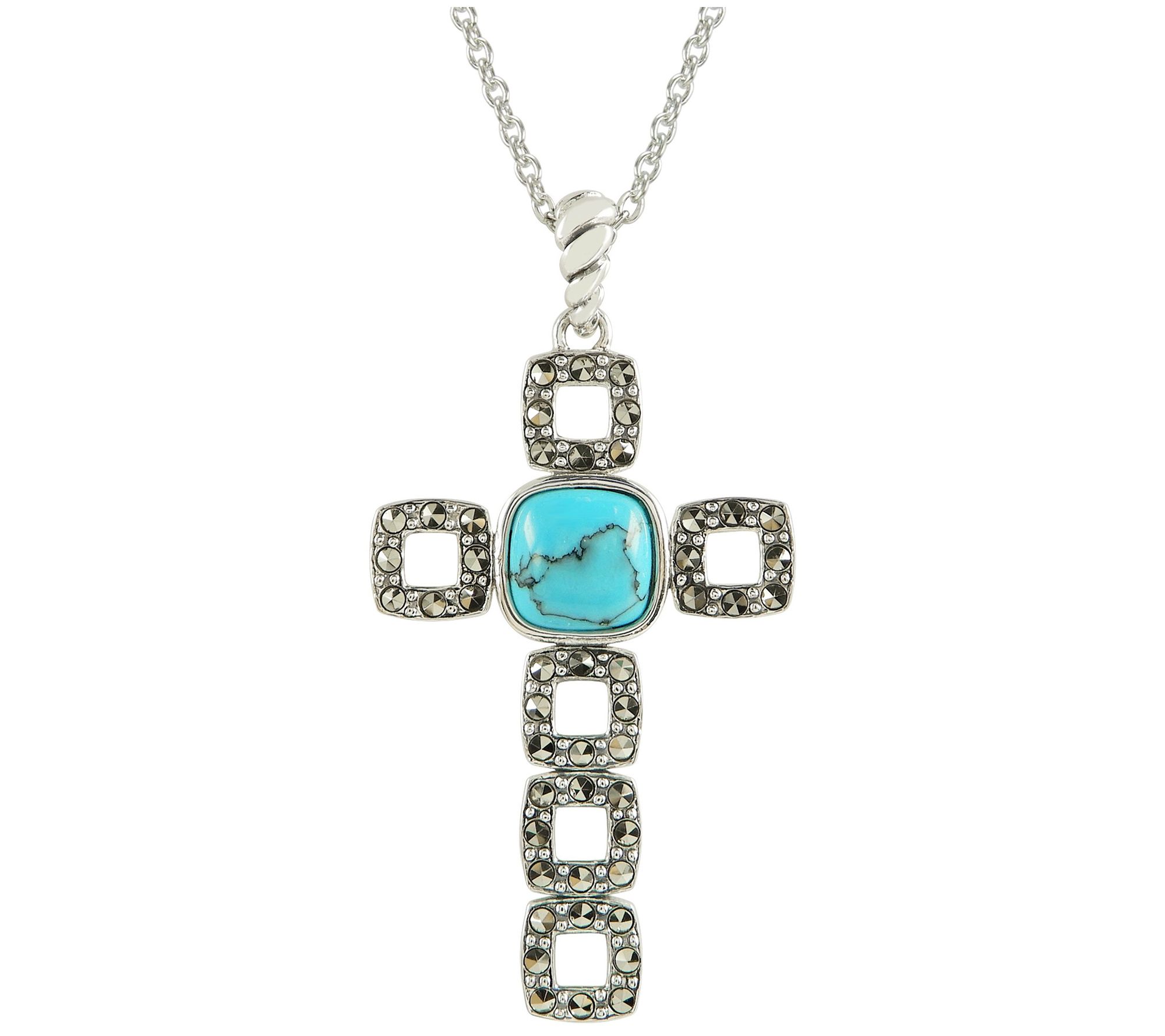 Suspicion Sterling Simulated Turquoise & Marcasite Necklace