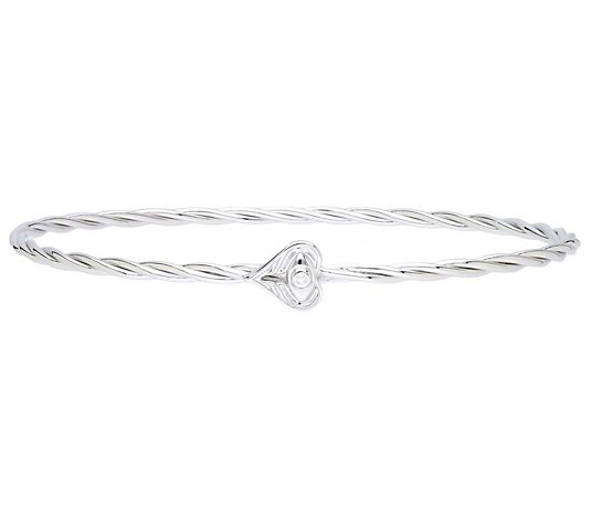 Goddaughters Sterling Angel Eyes White Topaz Twisted Bangle