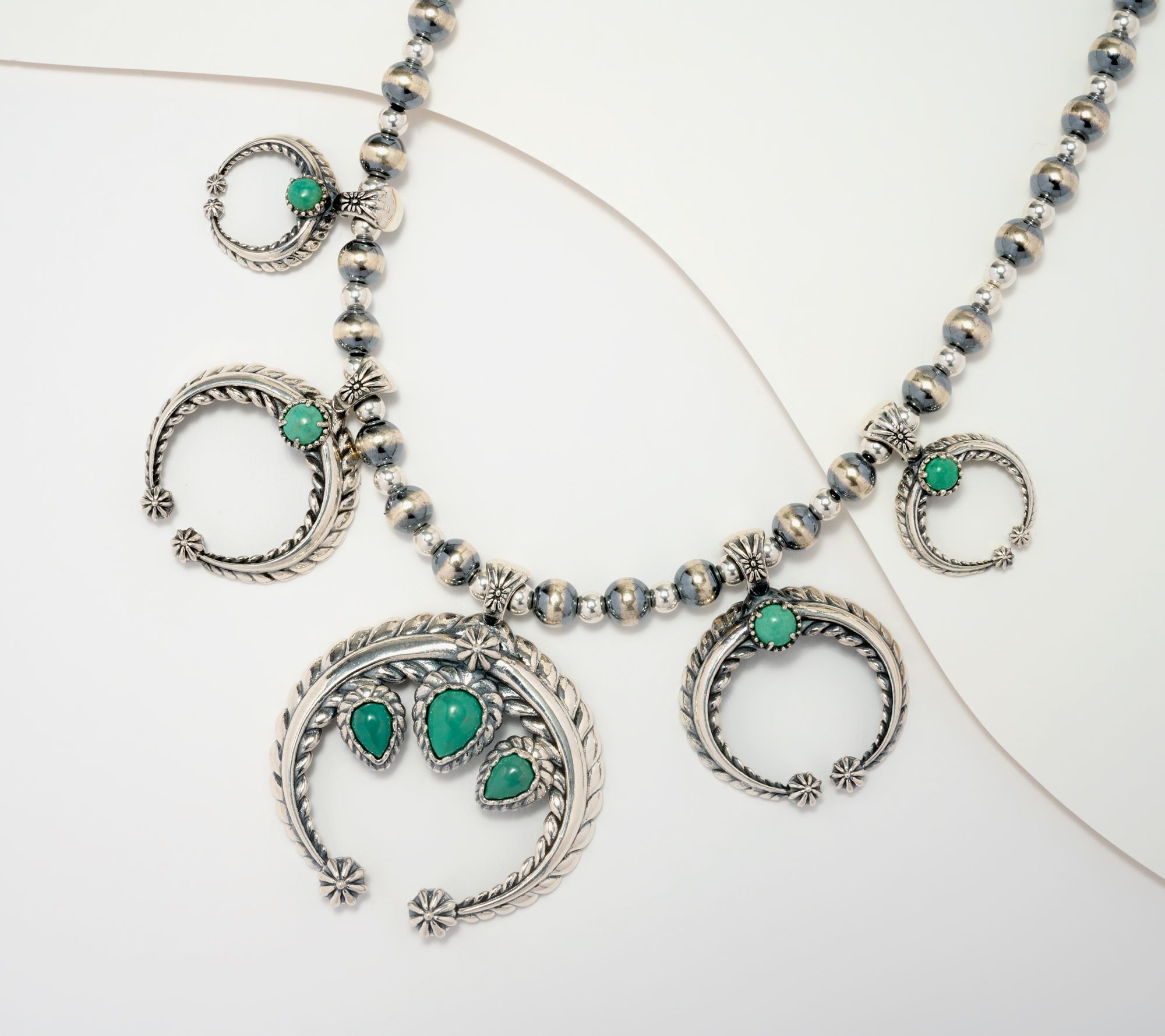 American West Sterling Silver Turquoise Naja Bead Necklace - QVC.com