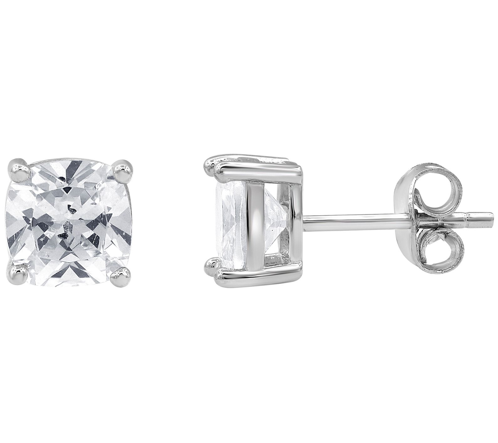 Diamonique 4.65 cttw Princess Cut Stud Earrings, Sterling