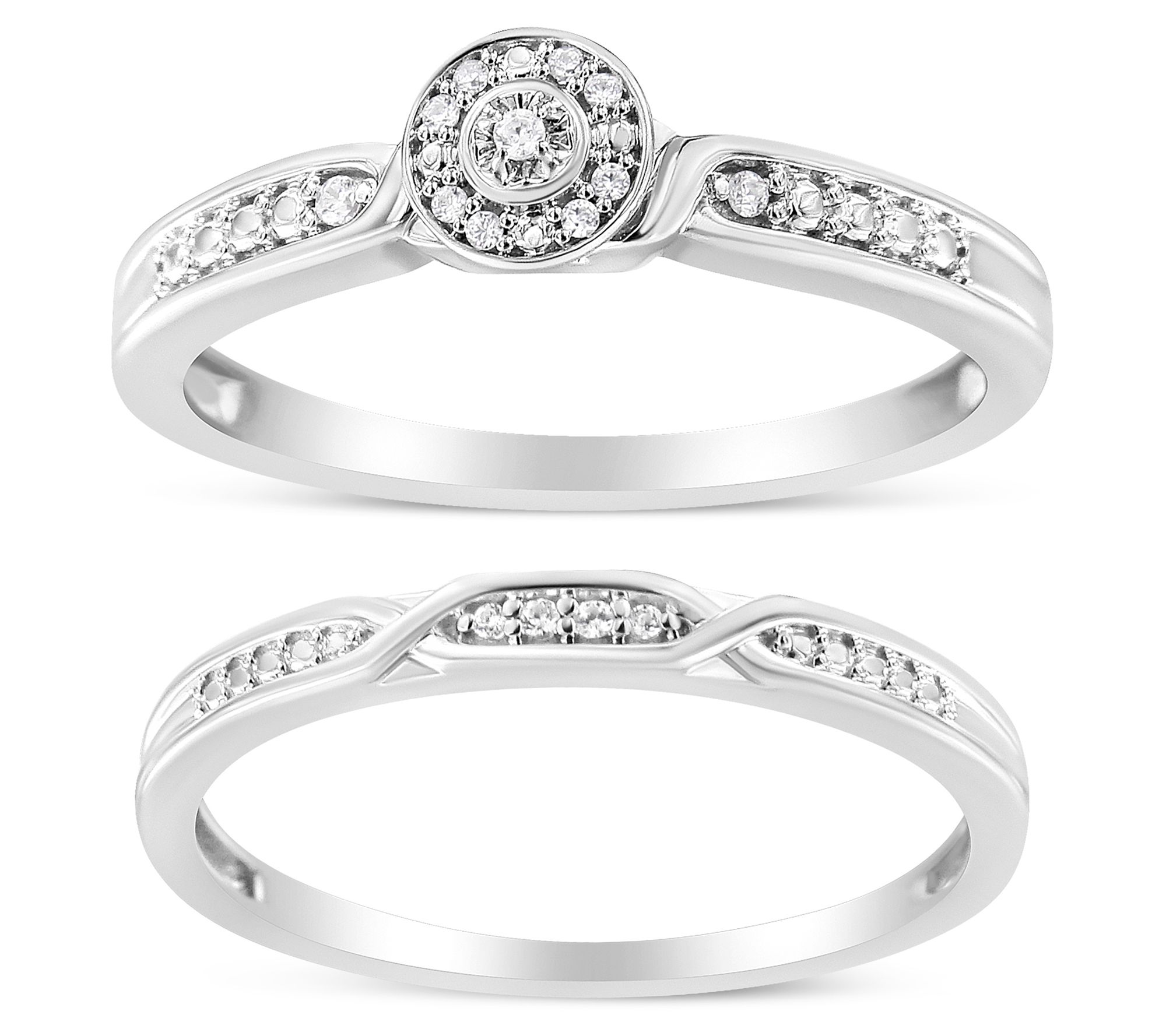 Haus of Brilliance Diamond Accent Bridal Ring S et, Sterling