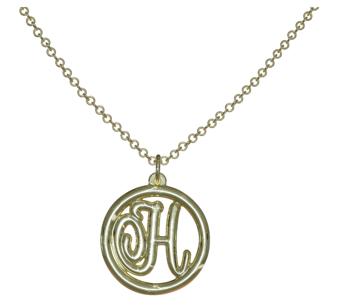 14K Gold Plated Legacy Loop Initial Pendant w/ Chain