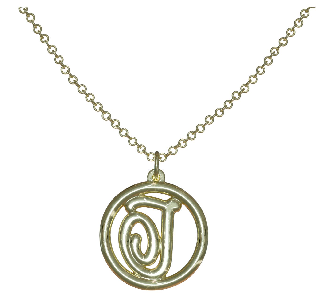 14K Gold Plated Legacy Loop Initial Pendant w/Chain