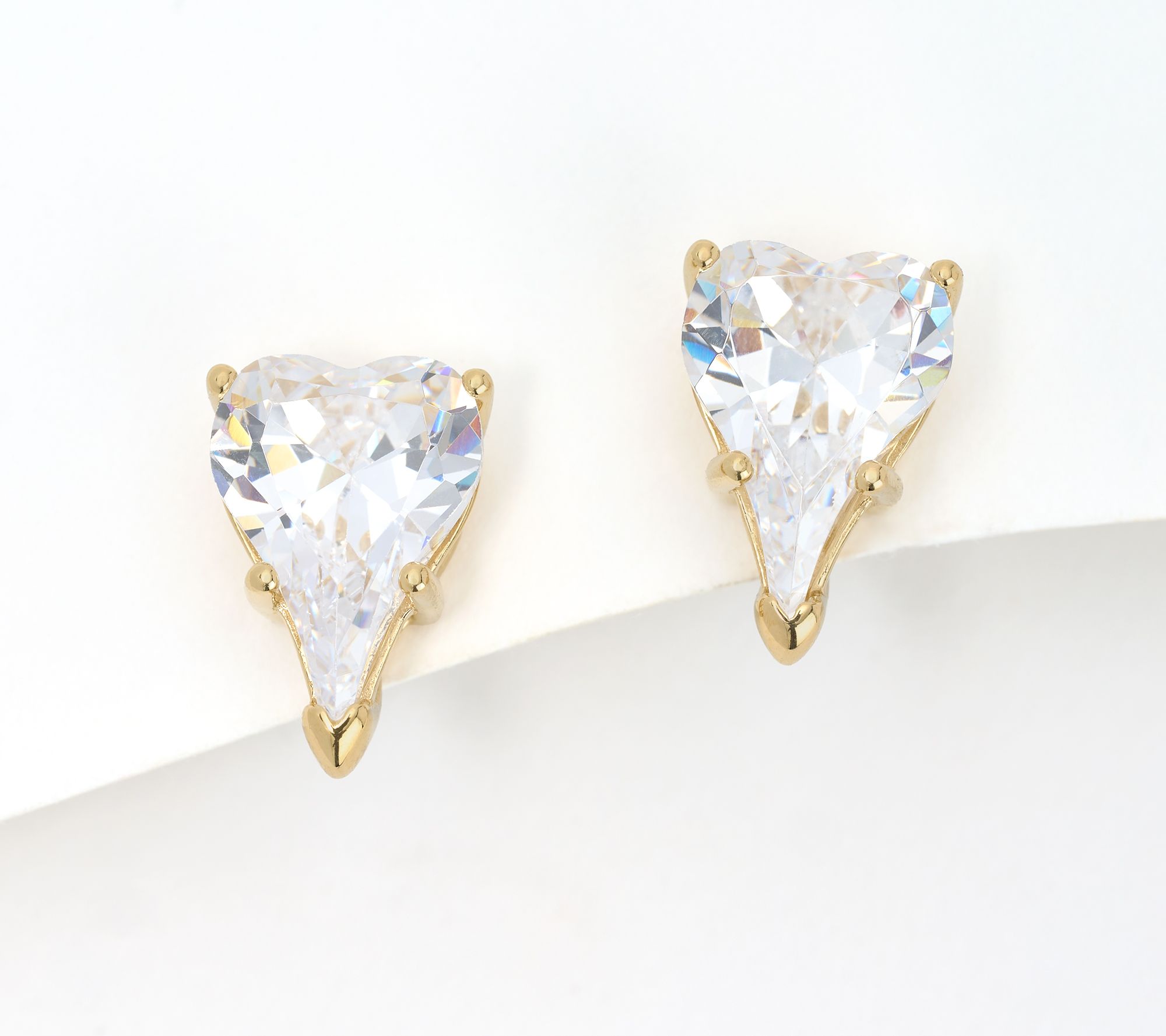 Diamonique x Jennifer Miller Signature Heart Stud Earrings, Sterling Silver