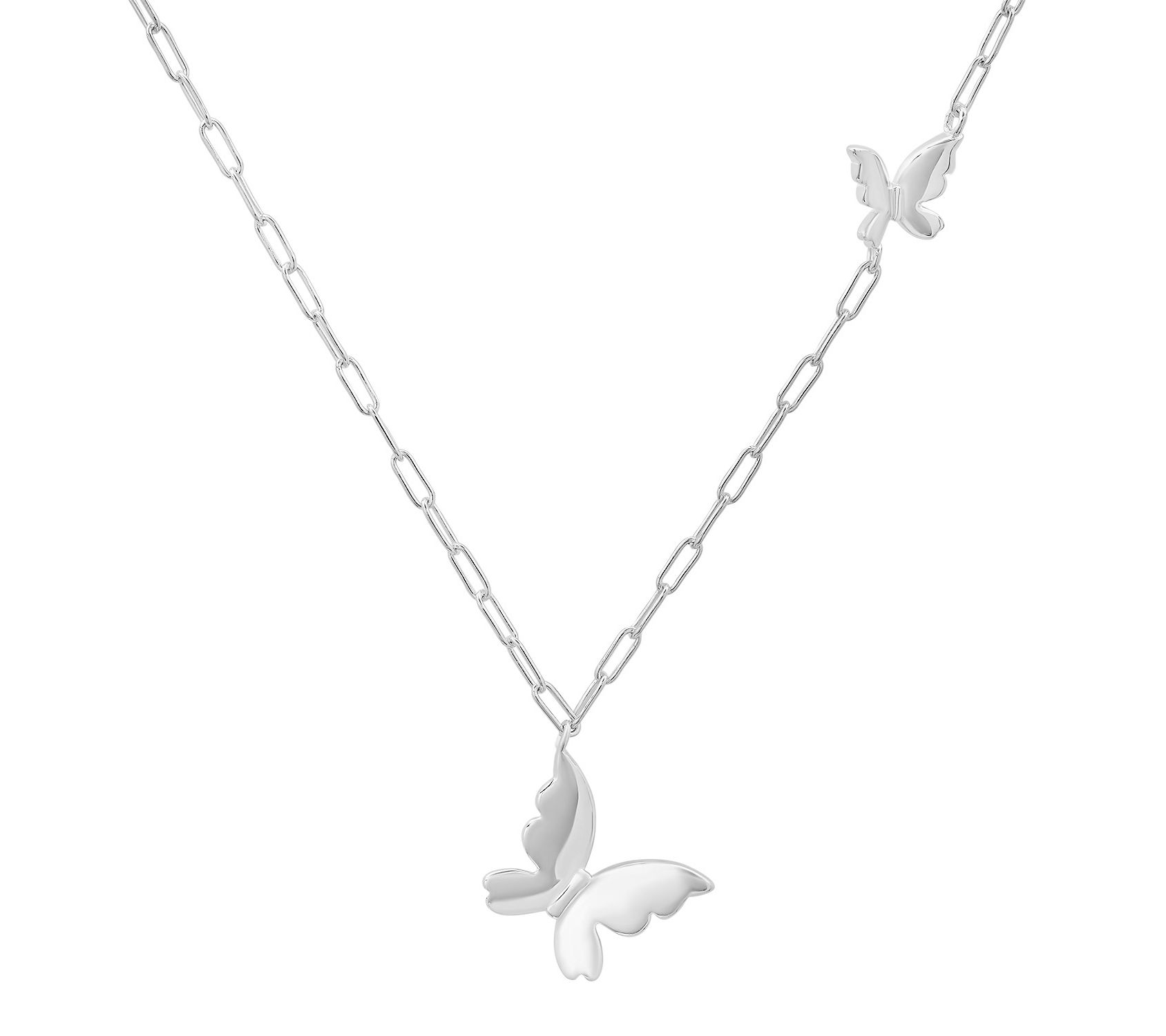 Petite Floating Butterfly Paperclip Necklace, Sterling Silver