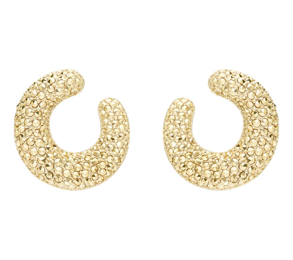 Dallas Prince M arcasite Front Facing Hoop Ear rings, 14K Clad